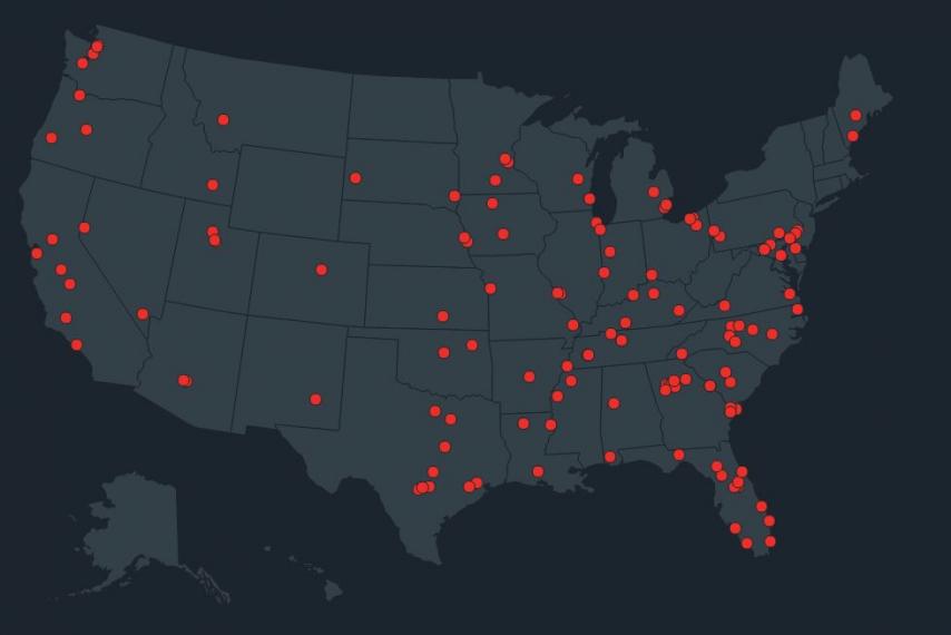 Map of all US school shootings since 2013