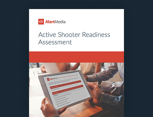 Cover image of active shooter assessment with image of checklist on tablet screen