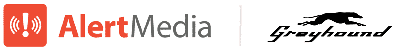 AlertMedia and Greyhound logos