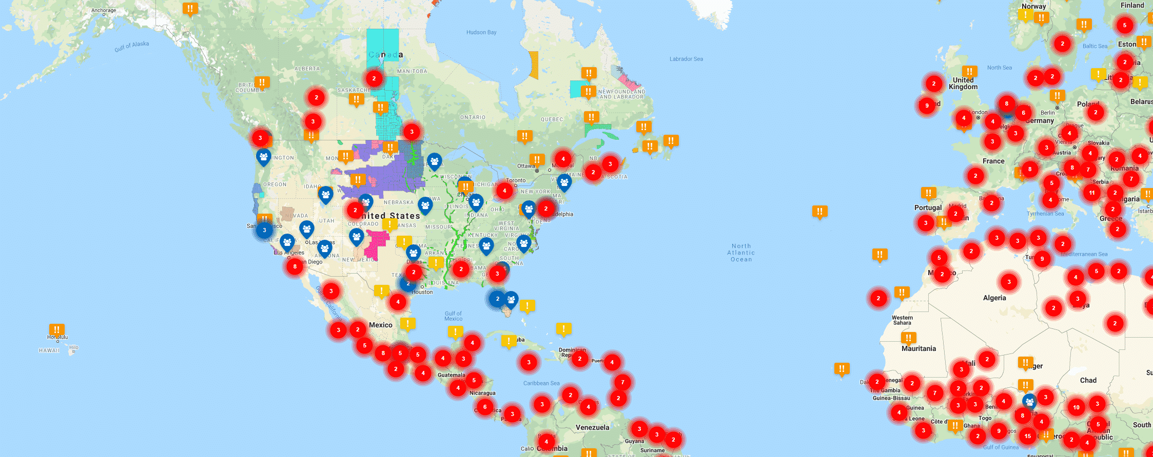 travel safety levels map