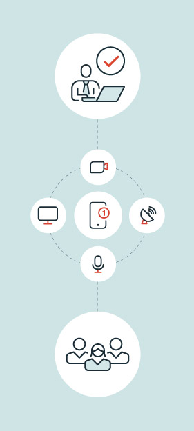 Simple illustration depicting information being broadcast via emergency alert system