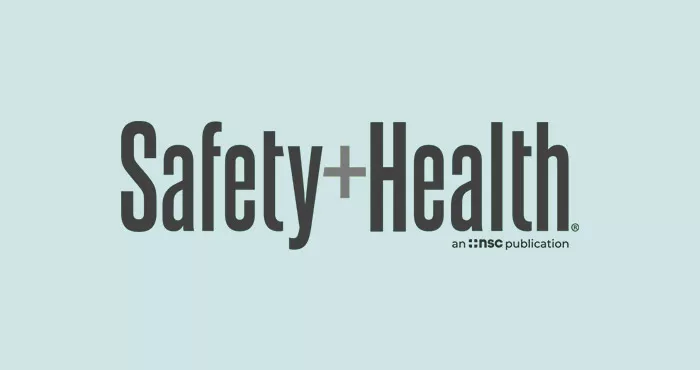 Logo of Safety + Health Magazine on blue background