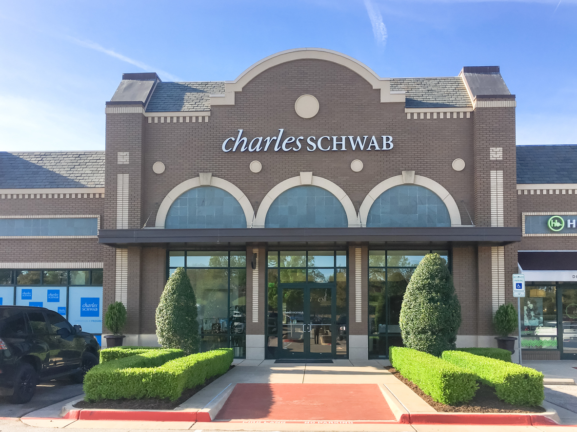 Entrance to Charles Schwab Corporation branch
