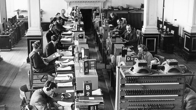 BBC Monitoring employees at desks, circa 1939