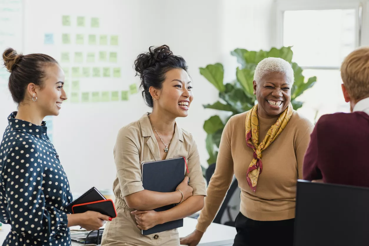 Businesswomen laughing and smiling