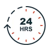 icon of click with text "24 HRS" inside