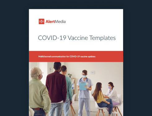 Preview of COVID-19 communication template cover with image of group wearing face masks