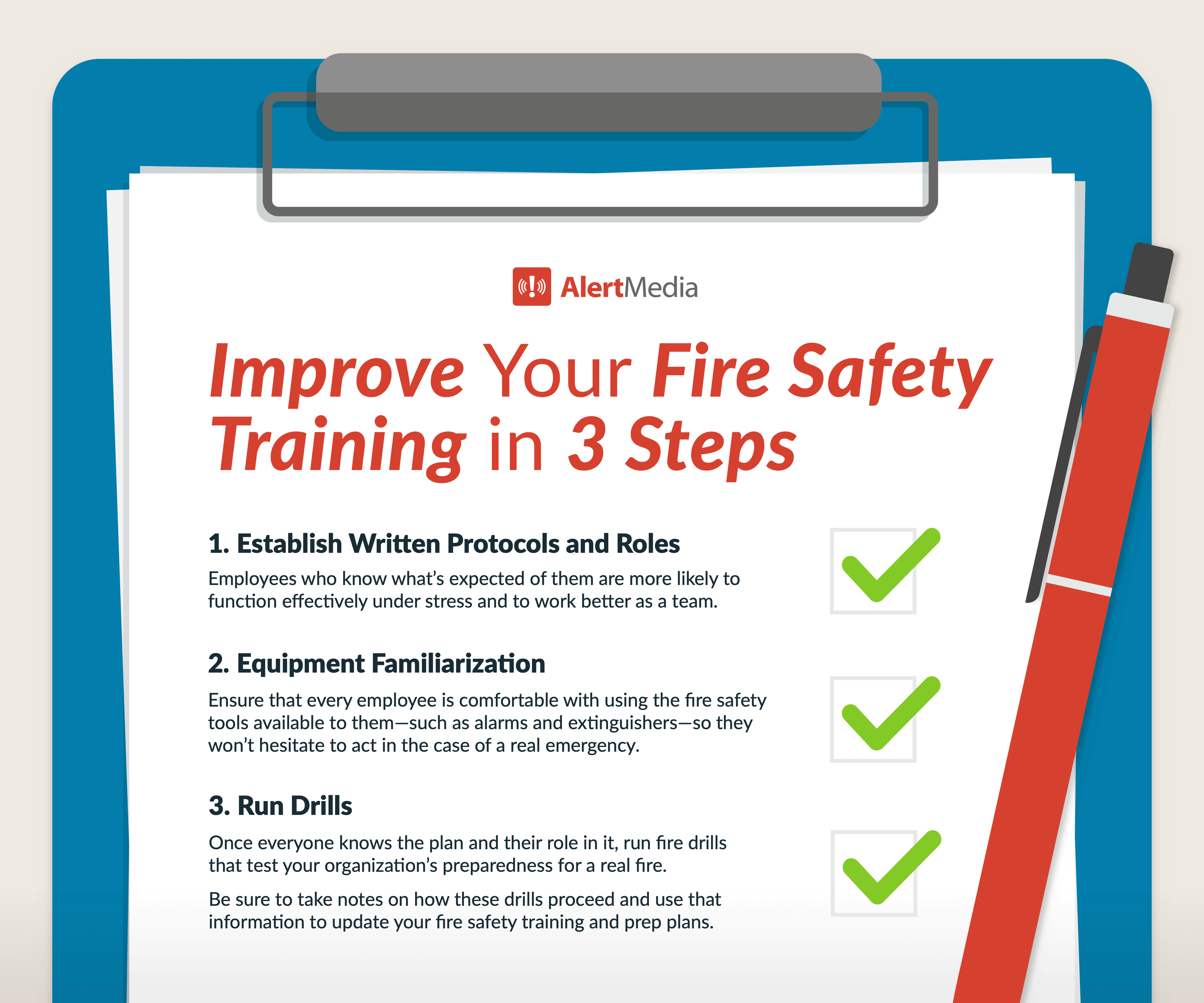 infographic showing 3 ways to improve fire safety