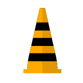 orange traffic cone with black stripes icon