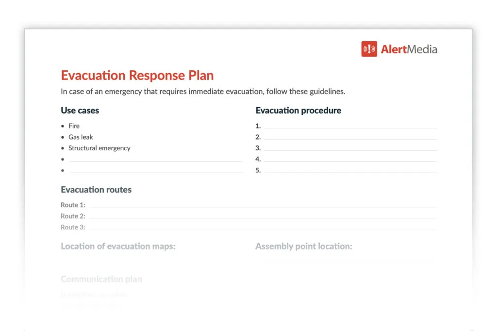 Preview of AlertMedia's Evacuation Response Plan template