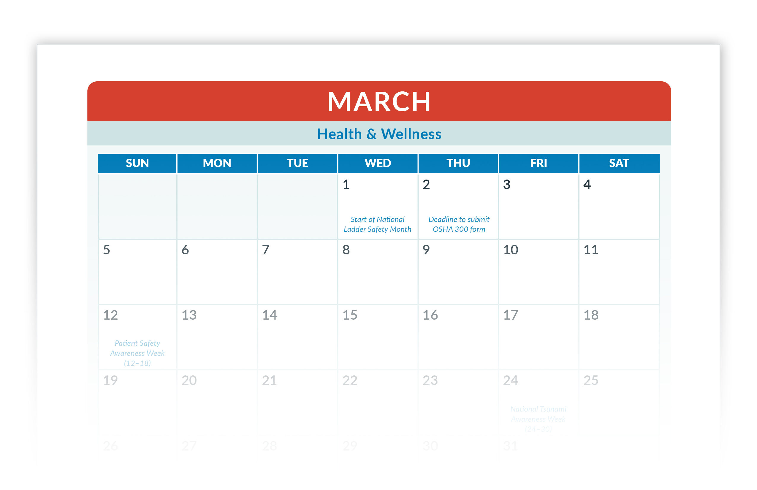 Preview of AlertMedia's 2023 safety calendar