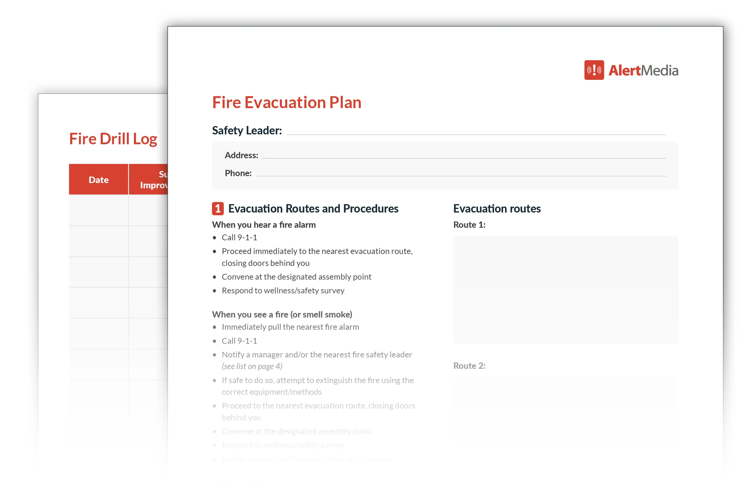 AlertMedia's Fire Evacuation Plan Template preview